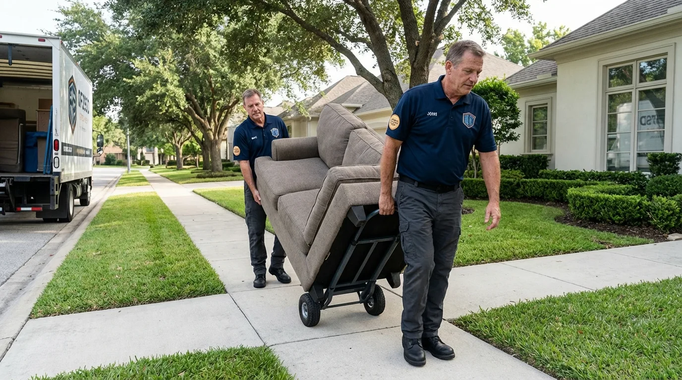 Local residential moving crew loading furniture in Little Falls, NJ